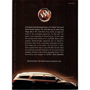 2008 Buick Enclave Luxury Crossover SUV Vintage Print Ad Crest Man Cave Wall Art